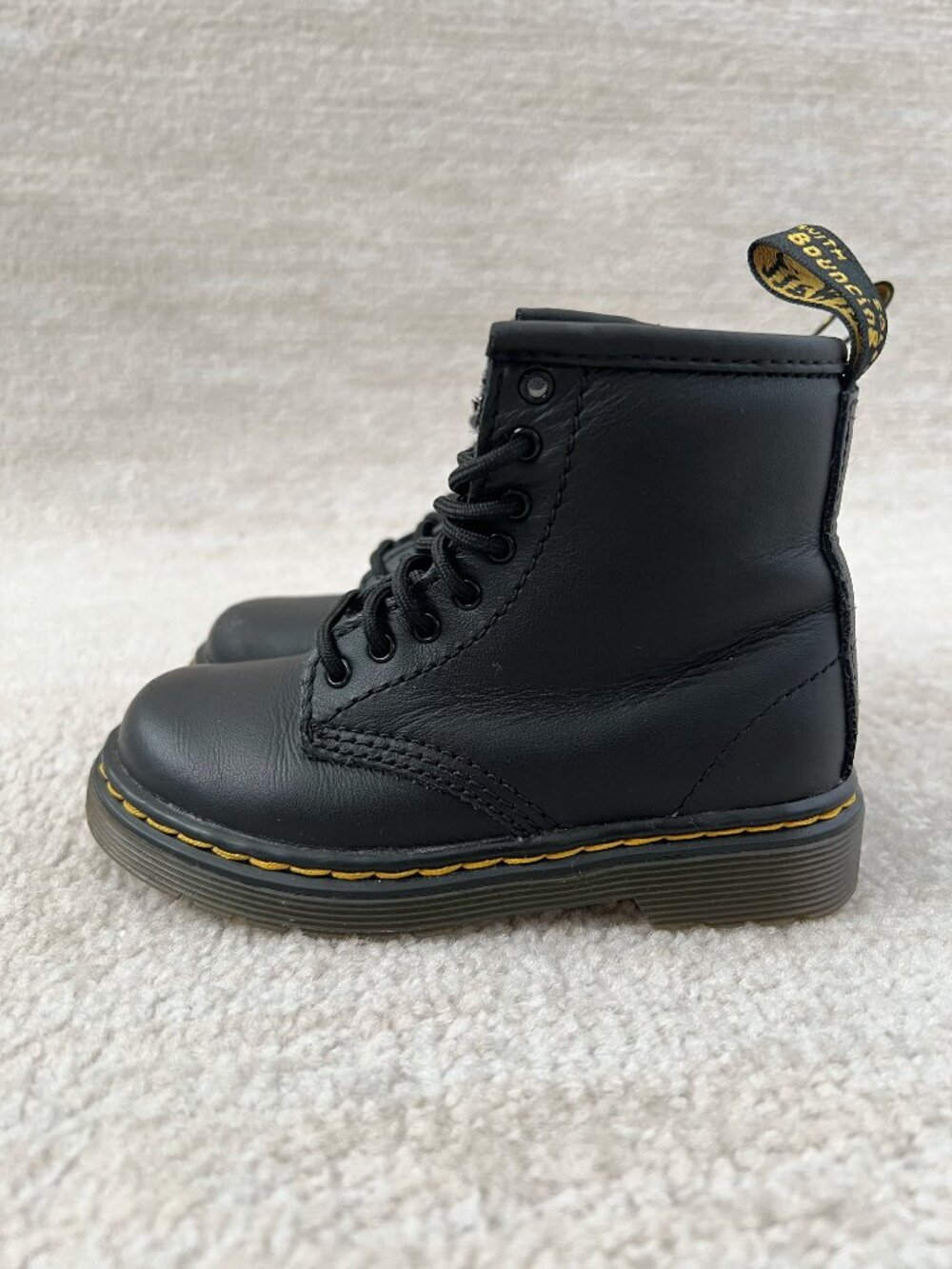 Dr. Martens Toddler 1460 Black Softy T Leather Lace Up Zip Boots Shoes 8